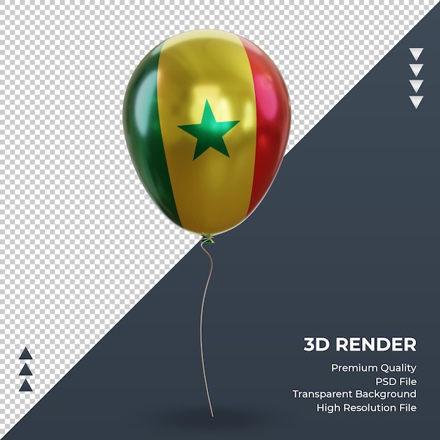 PSD 3d balloon senegal bandeira realista renderização vista frontal