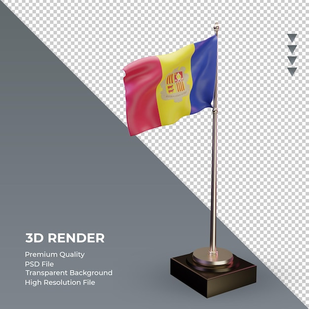 3d bandeira andorra renderizando a vista esquerda