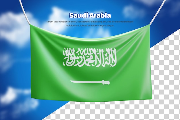 PSD 3d bandeira bandeira da arábia saudita ou 3d arábia saudita acenando bandeira bandeira