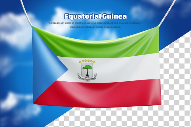 PSD 3d bandeira bandeira da guiné equatorial ou 3d guiné equatorial acenando bandeira bandeira