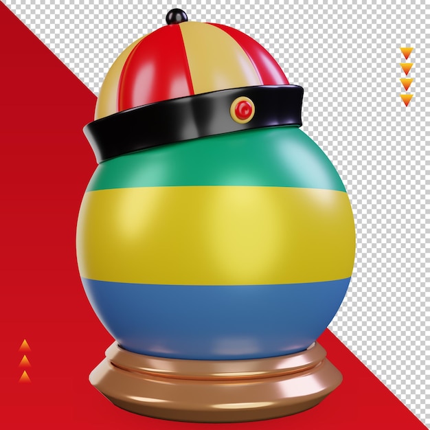 PSD 3d bandeira chinesa do gabão do ano novo renderizando vista esquerda