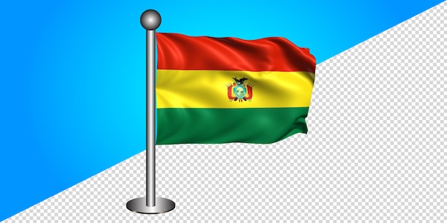3D bandeira da Bolívia com fundo transparente