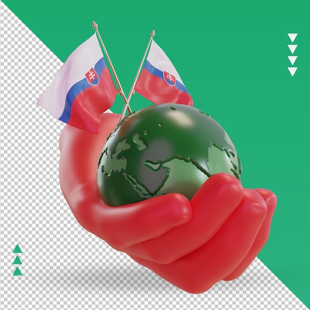 3d bandeira da eslováquia do dia mundial do meio ambiente renderizando a vista esquerda