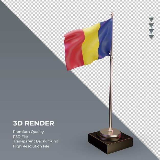 3d bandeira da romênia renderizando a vista esquerda