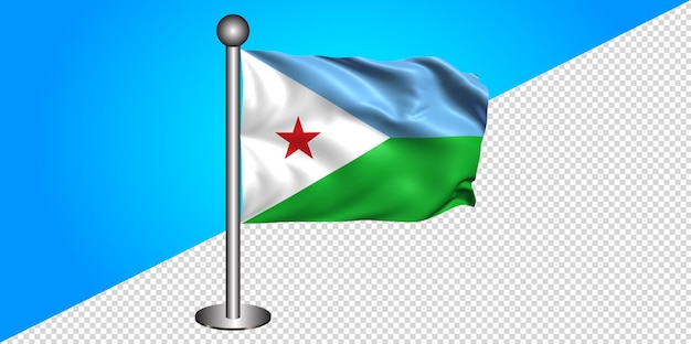 3d bandeira de djibuti com fundo transparente