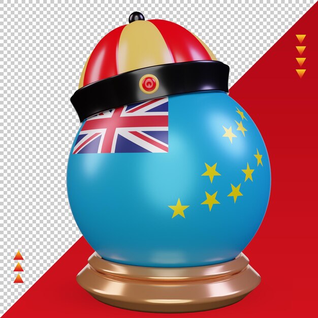 PSD 3d bandeira de tuvalu do ano novo chinês renderizando vista frontal