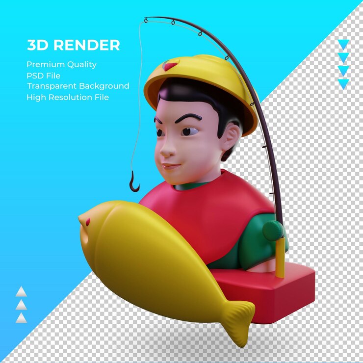 PSD 3d bandeira do pescador benin renderizando a vista direita