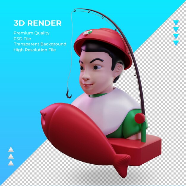 3d bandeira do pescador burundi renderizando a vista direita