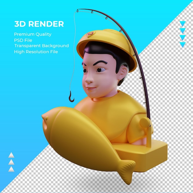 PSD 3d bandeira do pescador do sri lanka renderizando a vista direita