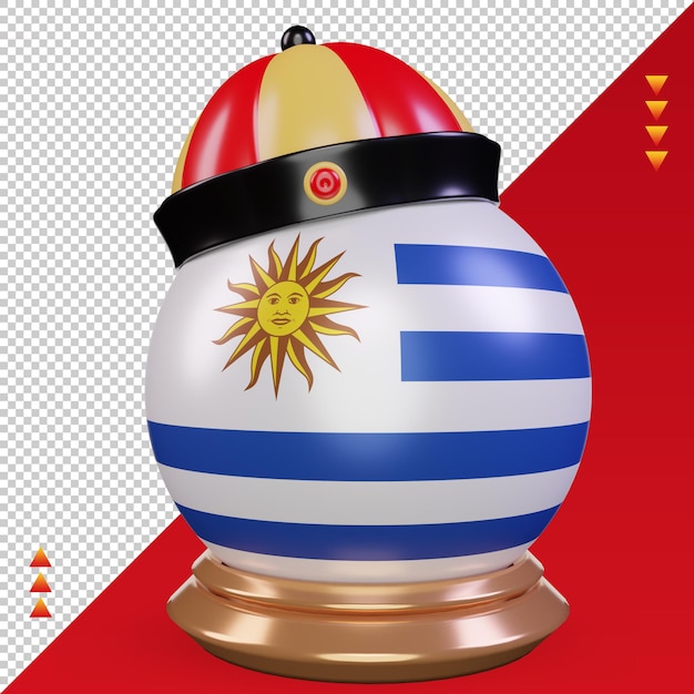 PSD 3d bandeira do uruguai chinês ano novo renderizando vista frontal