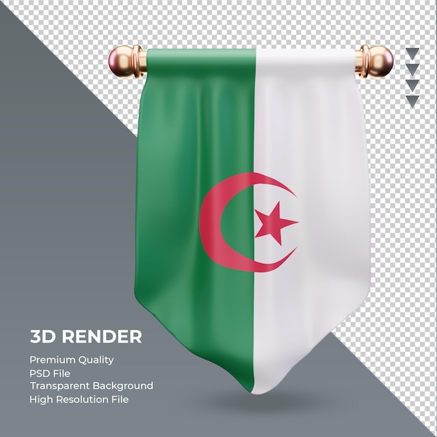 3D bandeira flâmula da Argélia renderizando vista frontal