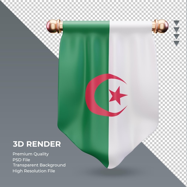 3d bandeira flâmula da argélia renderizando vista frontal