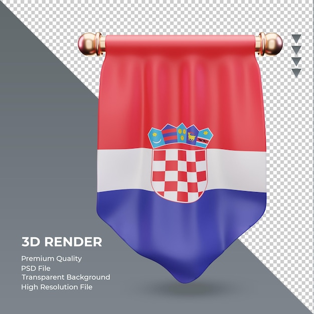 3d bandeira flâmula da croácia renderizando vista frontal