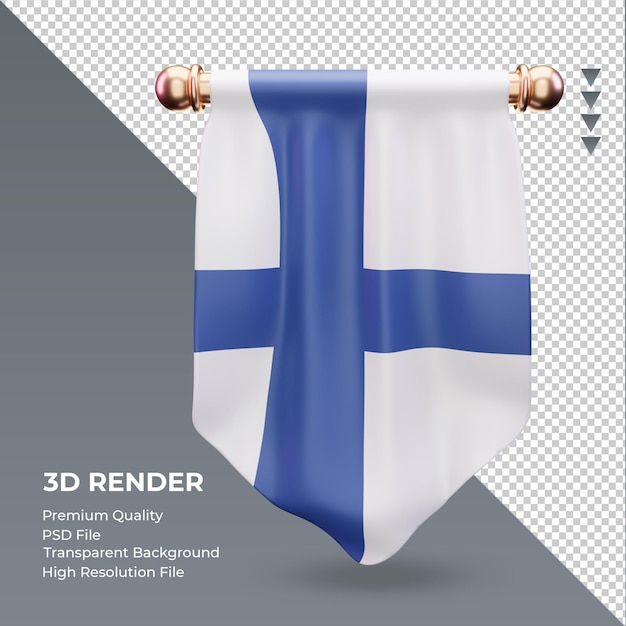 PSD 3d bandeira flâmula da finlândia renderizando vista frontal