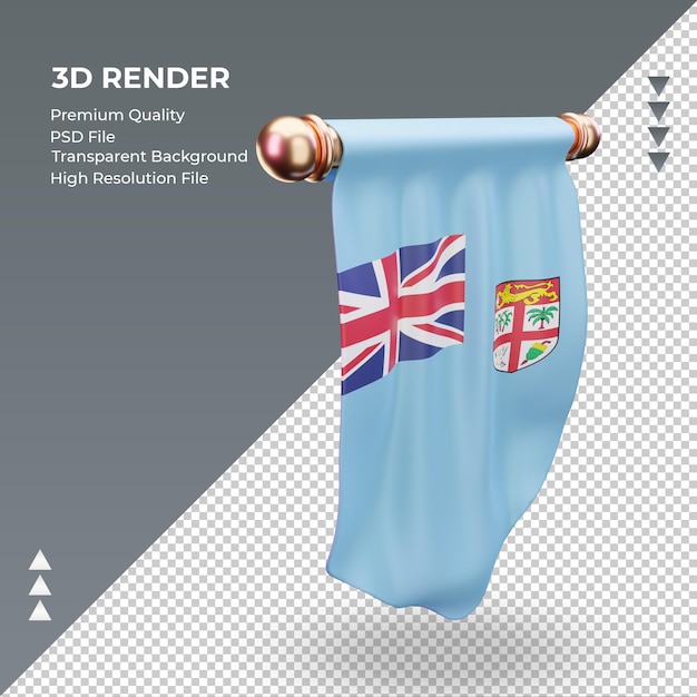 3d bandeira flâmula de fiji renderizando a vista esquerda