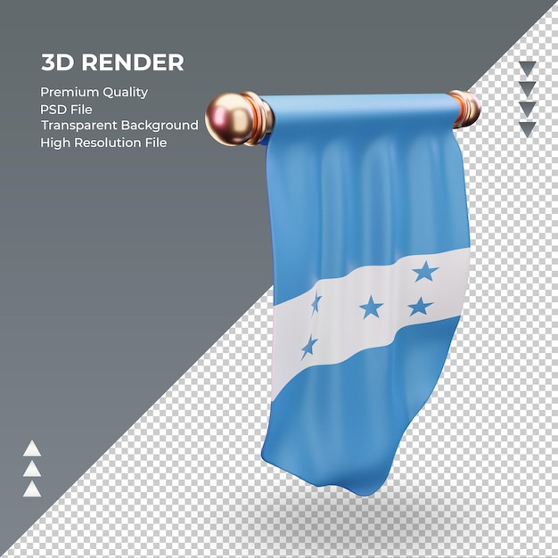 3d bandeira flâmula de honduras renderizando vista esquerda