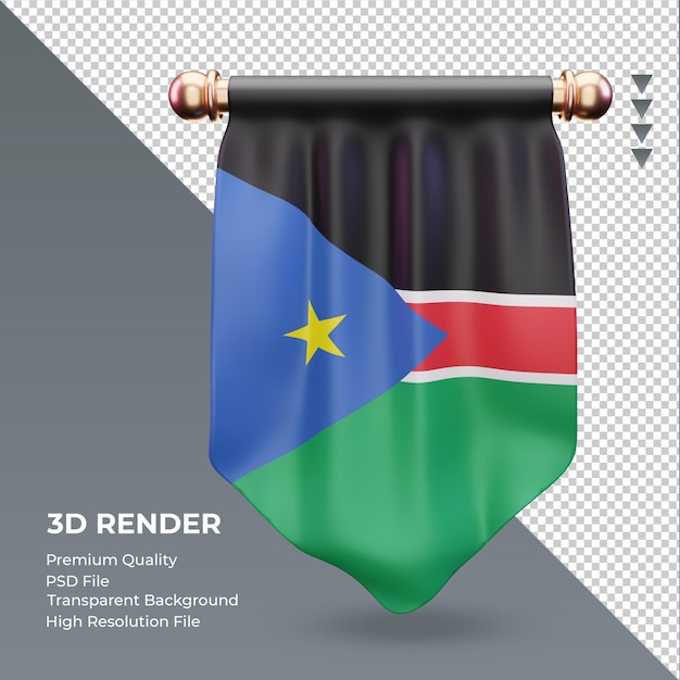 3d bandeira flâmula do sudão do sul renderizando vista frontal