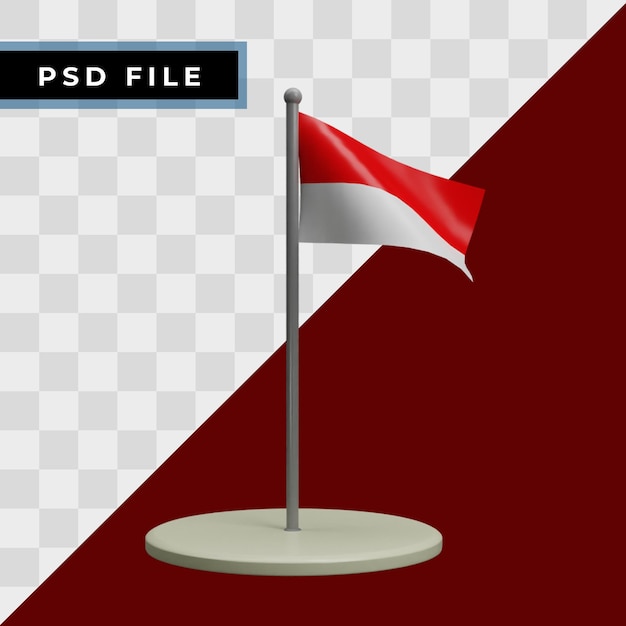 PSD 3d bandeira indonésia minimalista com renderização realista