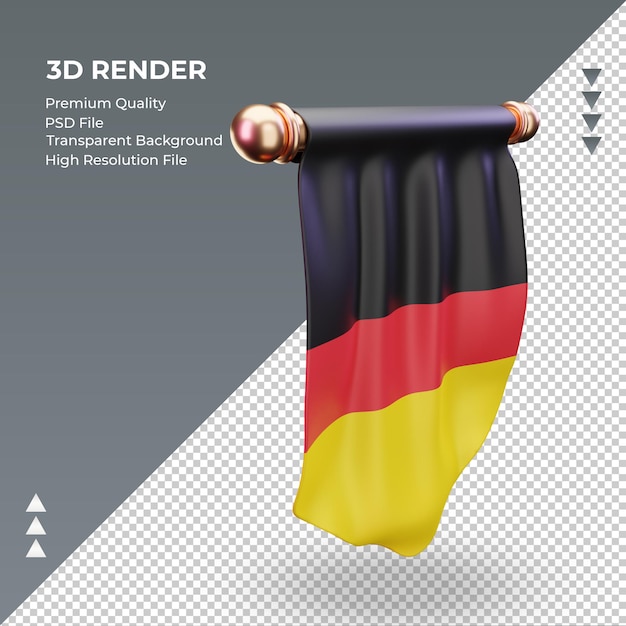 3d bandeira pennant germany renderizando vista esquerda