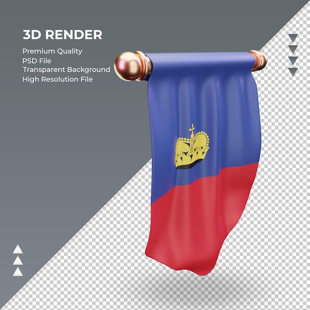 3d bandeira pennant liechtenstein renderizando vista esquerda