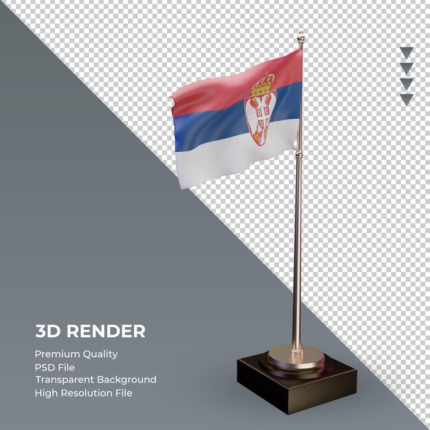 3d bandeira sérvia renderizando a vista esquerda