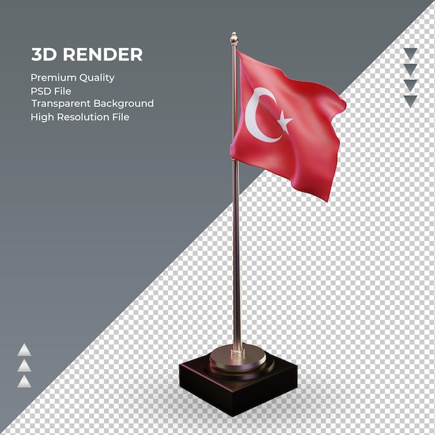 PSD 3d bandeira turquia renderizando vista direita