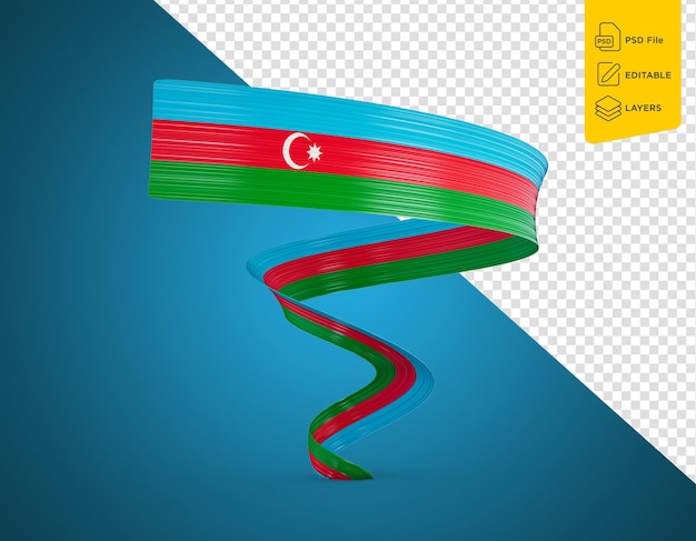 PSD 3d bandera de azerbaiyán 3d lenta de bandera brillante en un fondo aislado ilustración 3d