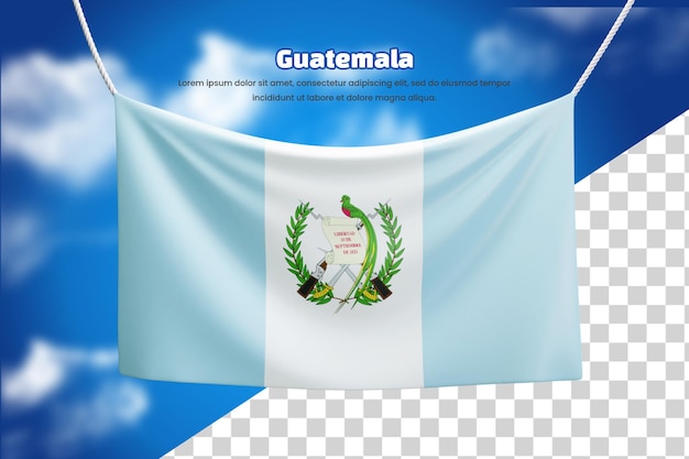 PSD 3d bandera bandera de guatemala o 3d guatemala ondeando bandera bandera