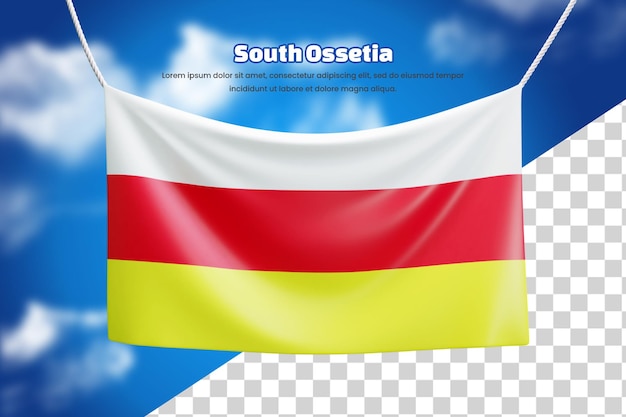 PSD 3d bandera de bandera de osetia del sur o 3d bandera de bandera ondeando de osetia del sur