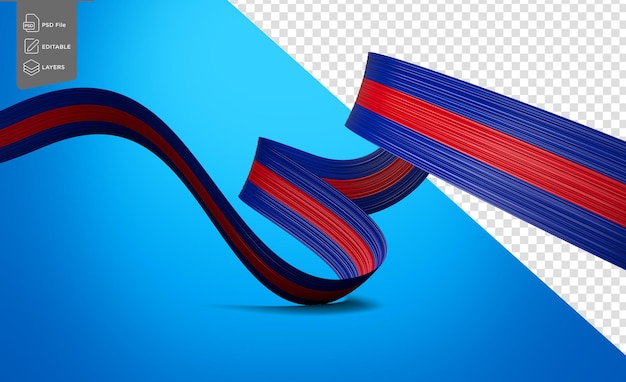 3d Bandera de Camboya 3d ondeada brillante Bandera de cinta de Camboja aislada sobre un fondo blanco Ilustración 3d