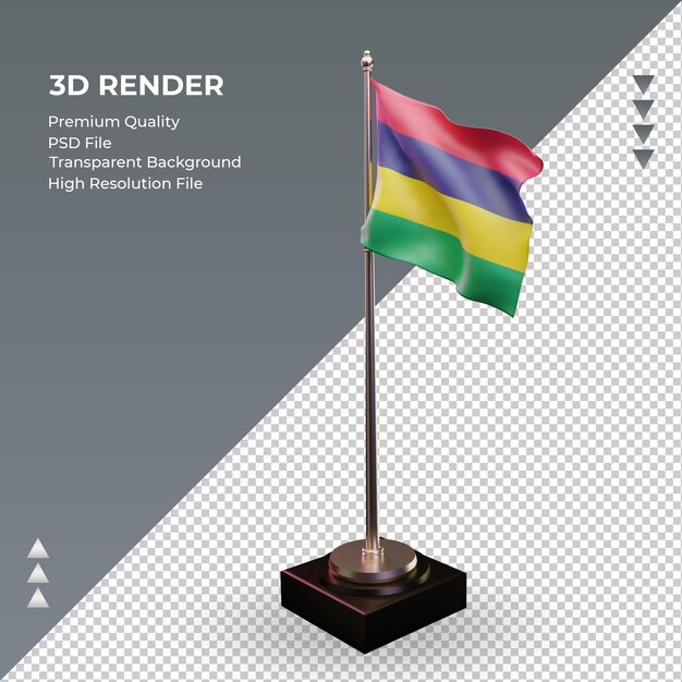 3d bandera de México renderizado vista derecha