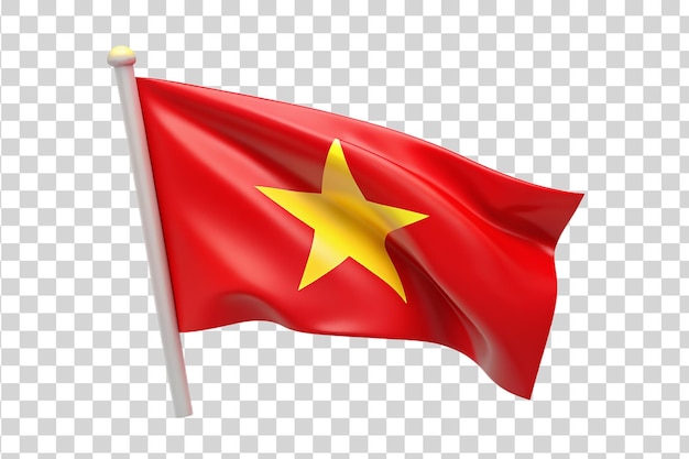 3d bandera nacional de vietnam aislada sobre un fondo transparente