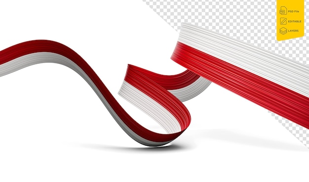 3d Bandera de Polonia País 3d Ondulado Brillante Polonia Cinta aislada sobre fondo blanco Ilustración 3d