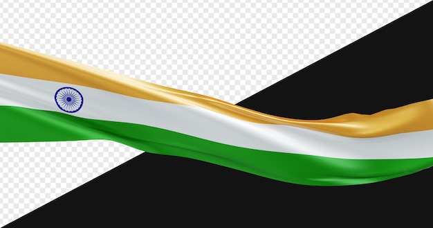 3d bandera realista de la india aislada