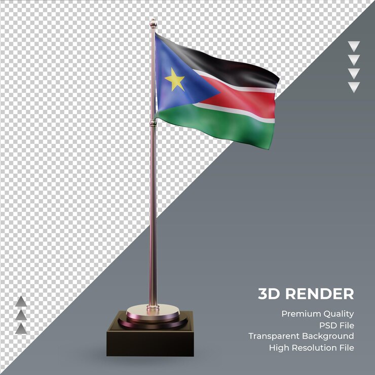 PSD 3d bandera de sudán del sur renderizado vista frontal