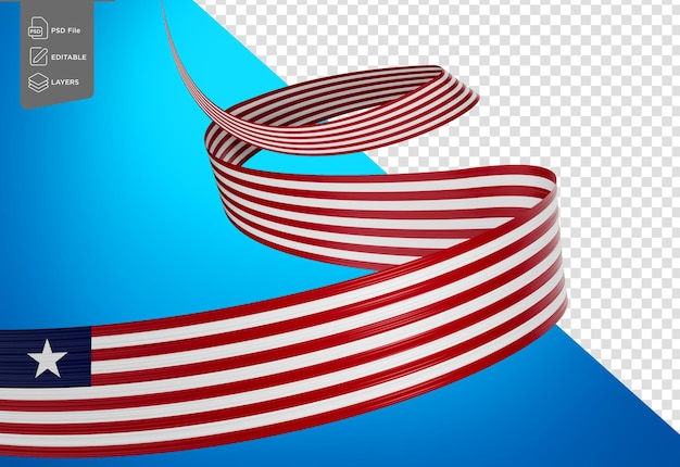 3d Bandiera della Liberia 3d Shiny Waving Liberia Bandiera del nastro su sfondo bianco 3d Illustrazione