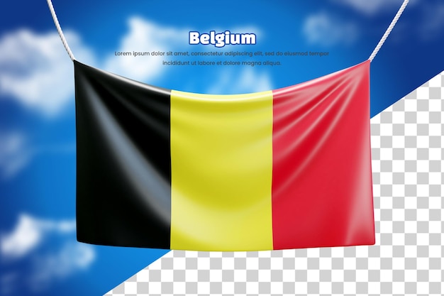 PSD 3d banner bandera de bélgica o 3d bélgica ondeando bandera bandera