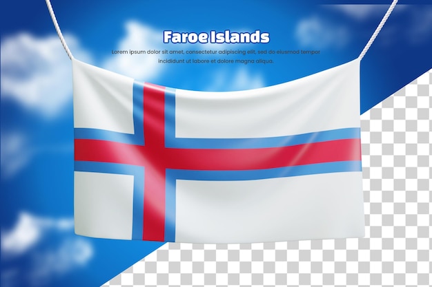 PSD 3d banner bandera de o islas feroe 3d islas feroe ondeando bandera bandera