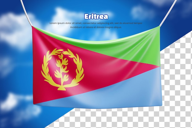 3d banner flag of Eritrea or 3d Eritrea waving banner flag