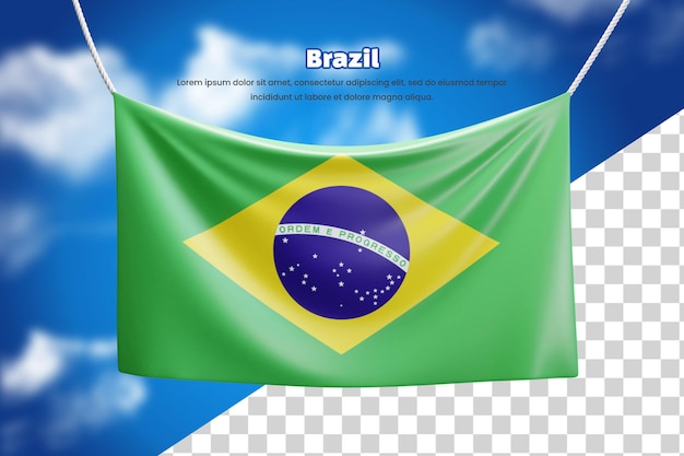 3d-banner-flagge von brasilien oder 3d-brasilien-winkende banner-flagge