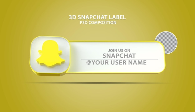 3d-banner-snapchat-symbol mit beschriftungstextfeld