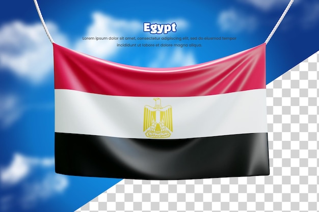 PSD 3d-bannerflagge von ägypten oder 3d-ägypten-winkende bannerflagge