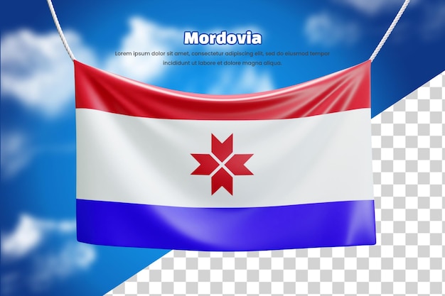 3d-bannerflagge von mordowien oder 3d-winkende bannerflagge von mordwinien