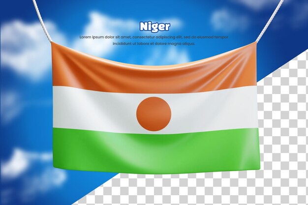 3d-bannerflagge von niger oder 3d-niger, die bannerflagge schwenkt