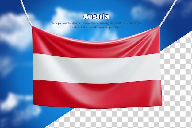 3d-bannerflagge von österreich oder 3d-österreich schwenkende bannerflagge