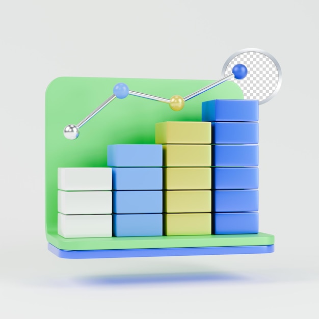 3d bar graph illustrating financial growth and statistical data analysis