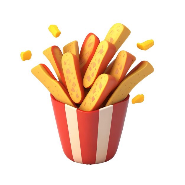PSD 3d batatas fritas conceito de comida rápida ilustração de renderização de alta qualidade fundo transparente