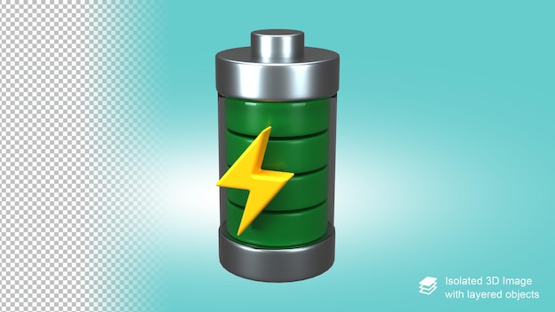 3d-batterieenergiebild mit symbolstil