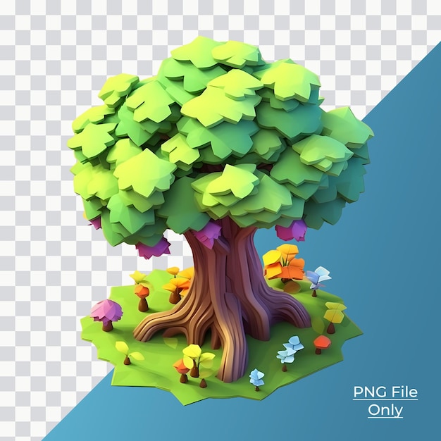 3d-baum mit sanfter, sanfter beleuchtung, nur png-premium-psd