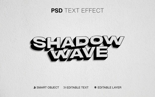 3D-bearbeitbarer Text-Schattenwellen-Schwarz-Weiß-Text-Effekt